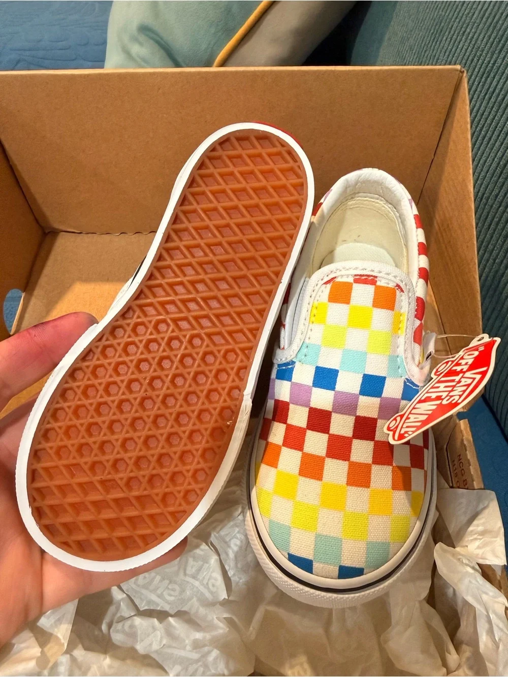Vans Toddler Rainbow Checkerboard Slip-On Sneakers